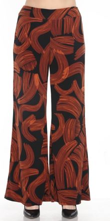 Joseph Ribkoff Brushstroke Print Wide Leg Pant In Black/brown
