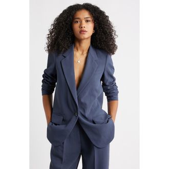 Open Edit The Curator Relaxed Blazer in Navy Blue at Nordstrom, Size Xx-Small