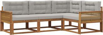 vidaXL Conjunto De Sof&aacute;s De Exterior 4 Uds. Natural Y Gris Claro Vidaxl