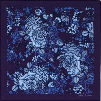 Lords of Harlech Hudson Merino Wool Handkerchief Pocket Square in Roma Floral Plum at Nordstrom