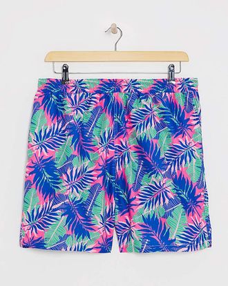 Jacamo Tropical Leaf Print Swim Short