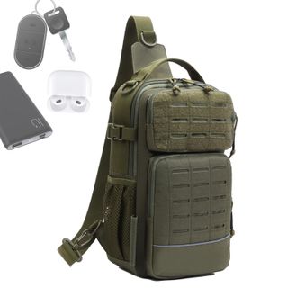 Generic Fly Fishing Sling Bag, with Water Bottle Holder Equipment Storage, Tackle Bag, for Camping Men Travel Hiking Outdoor Gym Sports Adventure