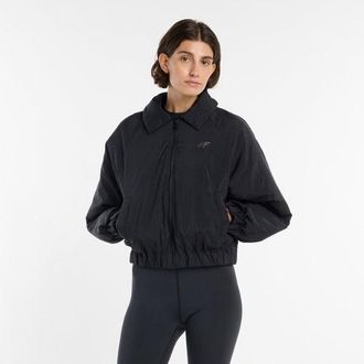 New Balance Donna Woven Bomber Jacket in Nero, Nylon Intrecciato, Taglia XL