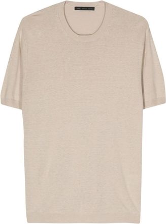 low brand Ronde hals gebreid - Heren - Ronde hals truien - Beige - 2XL - Linnen - Truien & Vesten