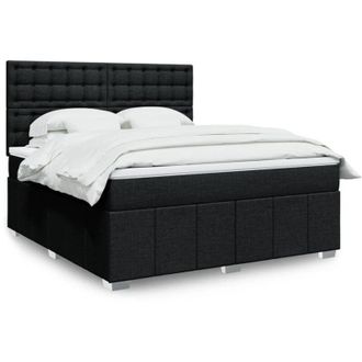 vidaXL Vidaxl - Cama Box Spring Con Colch&oacute;n Tela Negro 180x200 Cm