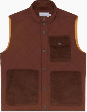 Onia Mens Quilted Twill Vest In Bison