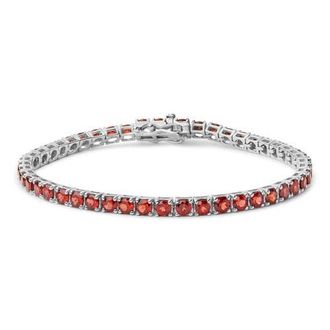 House of Brilliance 925 Sterling Silver 10.0 Cttw Created Orange Garnet Tennis Bracelet - 7.25 in White at Nordstrom