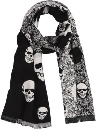 Landisun Mens Winter Warm Long Soft Elegant Classical Tassels Scarf Shawl (Skull (Black White))