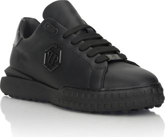 Philipp Plein Nappa Leather Low-Top Sneakers Hexagon Unisex in Black/black at Nordstrom, Size 43