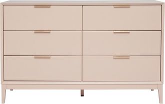 Miliboo C&oacute;moda De 6 Cajones Rosa Palo Y Metal Dorado 120 Cm Giana