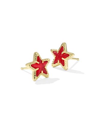 Kendra Scott Womens Cassidy Gold Stud Earrings In Red Illusion