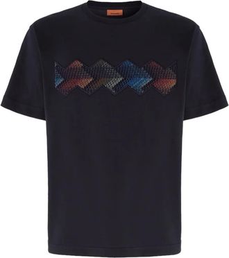 Missoni T-shirt con stampa a zigzag - Blu