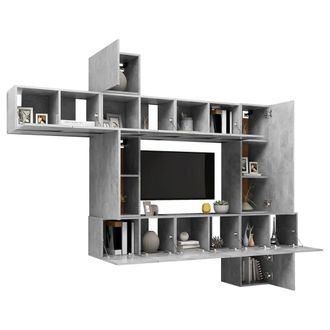 Berkfield Home Modern 10 Piece TV Cabinet Set Concrete Grey Engineered Wood