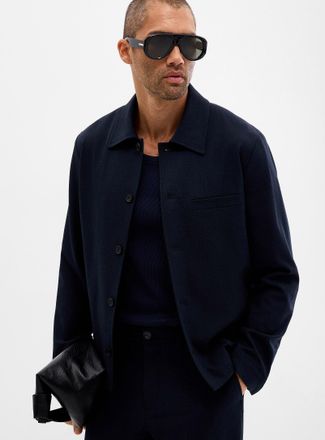 Selected Mens Minimalist soft twill shacket