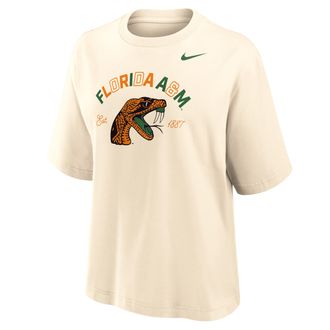 Nike Womens College (Florida A&M University) Boxy Cotton T-Shirt in Brown | ZW12573FAMU25-NAT