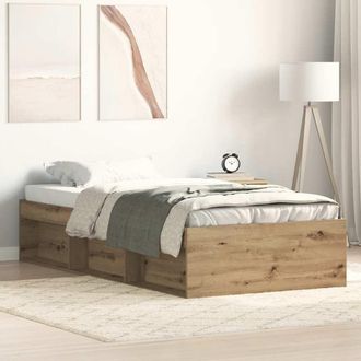 Berkfield Home Bed Frame without Mattress Artisan Oak 100x200cm Engineered Wood in Brown | Size: 100x200 cm