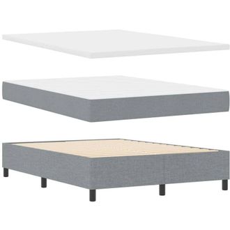 vidaXL Cama Tipo Box Spring Con Cabecera Gris Claro 160 X 200 Cm Tela Vidaxl