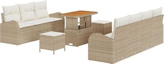 vidaXL Vidaxl - Garden Sofa Set with Pillow 10 pcs Beige, Cream 90 x 55 x 71 cm