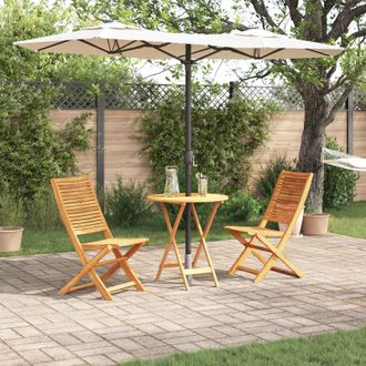 Berkfield Home 3-Piece Folding Bistro Set Made of Solid Acacia Wood in Brown