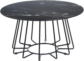 Beliani Beliani - Mesa De Centro De Vidrio Templado Negro Blanco 80 Cm Tablero Glamour Bernie