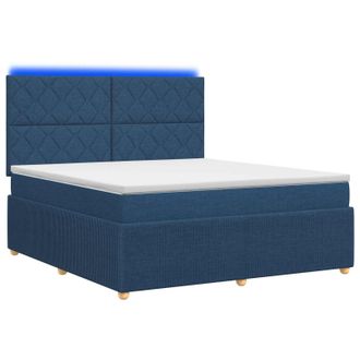 vidaXL Letto Box Spring Led Con Materasso Blu 160 X 200 Cm Tessuto Vidaxl