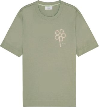 Nn.07 T-shirt con ricamo floreale - Verde