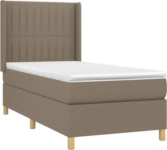 vidaXL Vidaxl - Cama Box Spring Colch&oacute;n Y Luces Led Tela Gris Taupe 100x200 Cm