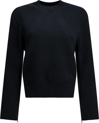 sacai Trui met ronde hals van katoen-kasjmiermix - Heren - Truien - Blauw - Maat: M Katoen