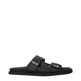 Fendi Slipper und Hufe Männer Leder schwarz
