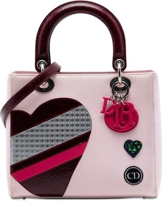 Dior Pre-owned Dior Medium Calfskin Patent Embroidered Valentines Day Heart Lady Dior Ladies WPO3IEMZXE564U7A