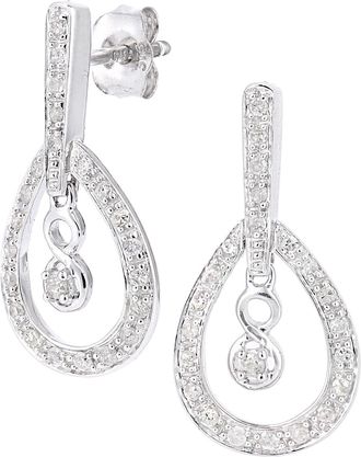 Diamant L'&eacute;ternel Womens 9ct White Gold Diamond Teardrop Charm Earrings - One Size