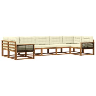 vidaXL Conjunto De Sof&aacute;s De Exterior Con Coj&iacute;n 7 Pcs Natural Y Crema Vidaxl