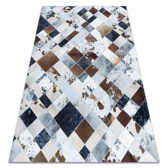 RugsX Tappeto Patchwork 21720 Beige / Marrone - Pelle Di Vacchetta, Diamanti Multicolour 160x230 Cm