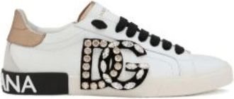 Dolce & Gabbana Schoenen, Dames, Wit, 40 EU, Portofino Rhinestone Sneakers