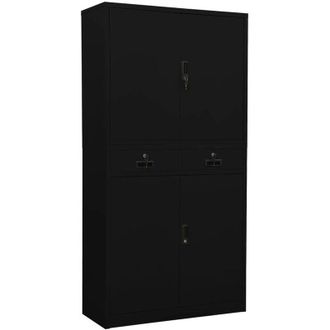vidaXL Armario De Oficina De Acero Negro 90x40x180 Cm Vidaxl