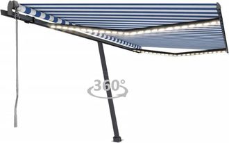 vidaXL Vidaxl - Toldo Autom&aacute;tico Led Sensor De Viento Azul Y Blanco 450x300 Cm