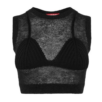 Diesel Dames/Dames Arstica Gebreide Gewatteerde Top (Zwart)