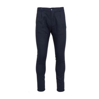 Cruna Slim-fit Trousers, male, Blue, Size: 2XL Blue Linen Blend Trousers