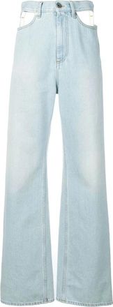 Maison Margiela Wide Leg Cut-Out Jeans - Dames - Loose Fit Jeans - Blauw - S - Katoen - Jeans
