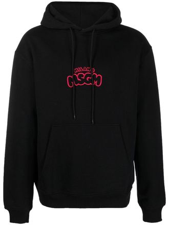 Msgm Hoodie met geborduurd logo - Zwart