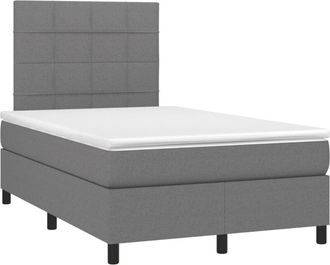 vidaXL Vidaxl - Cama Box Spring Con Colch&oacute;n Y Led Tela Marr&oacute;n Oscuro 120x190 Cm