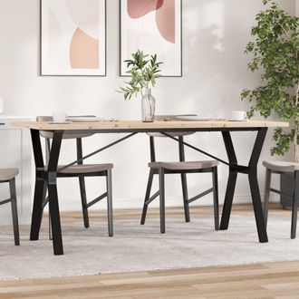 vidaXL Vidaxl - Mesa De Comedor Marco Y Madera Maciza Pino Acero 140x80x75,5 Cm