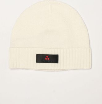 Peuterey Berretto beanie in misto lana e cashmere con risvolto e patch logo