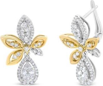 House of Brilliance 14K Gold 1.00 Cttw Diamond Teardrop Drop Dangle Earrings in Yellow at Nordstrom