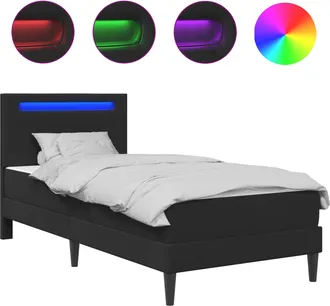 vidaXL Struttura Del Letto Con Strisce Led Nero 90 X 190 Cm Similpelle Vidaxl
