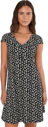 Toad&Co Rosemarie Dress Womens Dress Black/Salt Print : MD, Cotton/Spandex/Lyocell