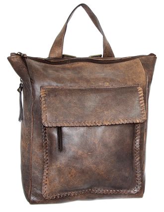 Nino Bossi Aviator Leather Backpack Purse in Brown