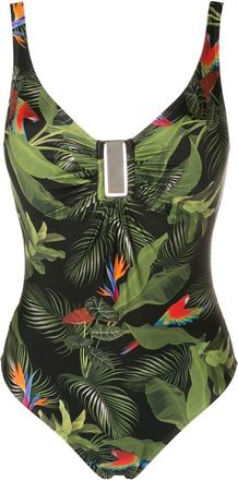 Lygia & Nanny Mirassol leaf-print moulded swimsuit - women - Polyamide/Spandex/Elastane - 52 - Green