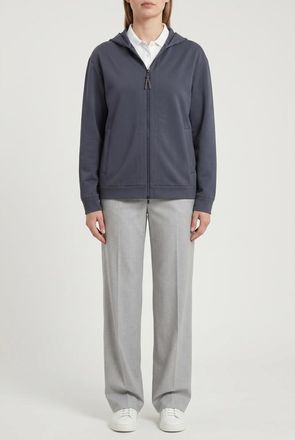 Brunello Cucinelli Dark Blue Zip Hoodie, Size Medium