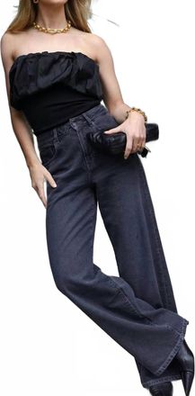 Ganni Melange Knit Strapless Top In Black